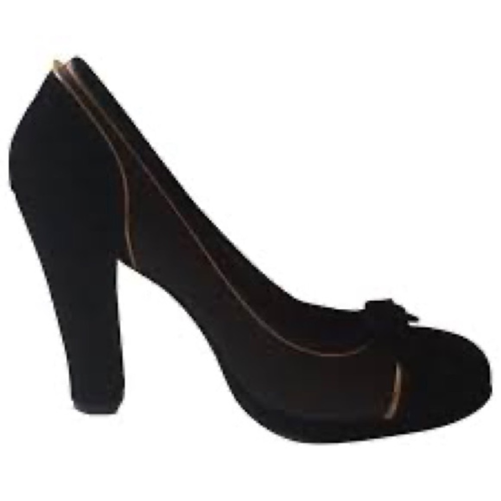 BCBG Maxazria Velvet/Satin 37/7B Black 3.5” Sexy Block Heel EUC (N) - Picture 2 of 16